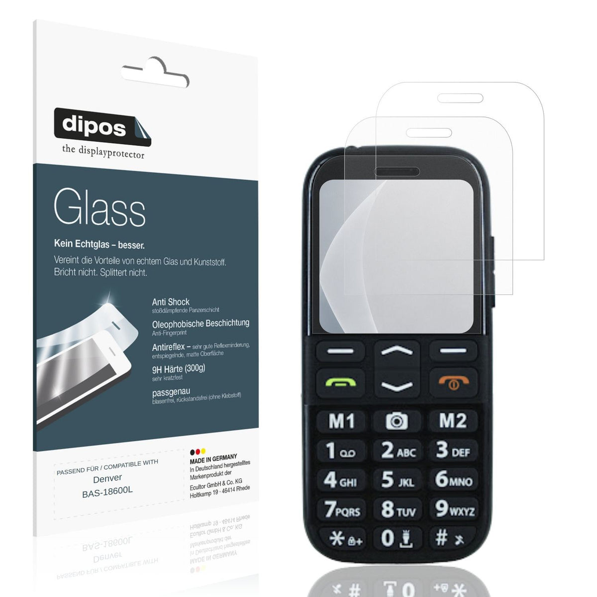 Matte Displayschutzfolie von dipos passend für Denver BAS-18600L, 9H kratzfest und blasenfrei montiert