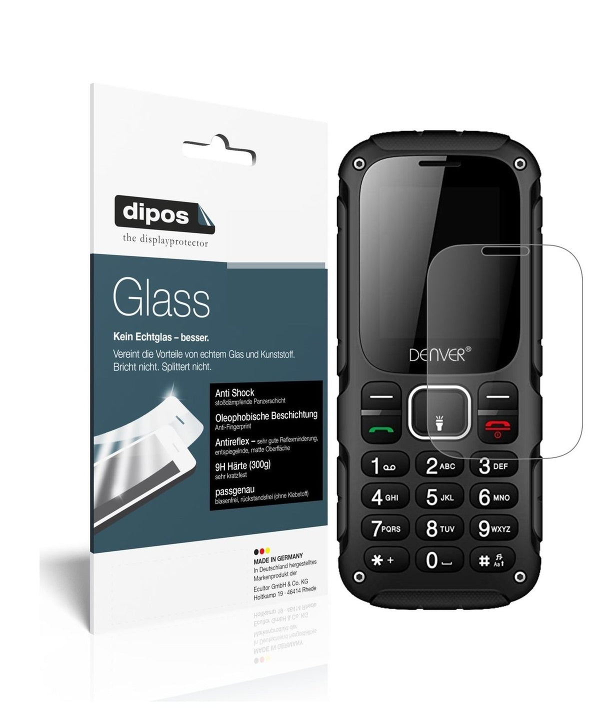 Matte Displayschutzfolie von dipos passend für DENVER WAS-18110M, 9H kratzfest und blasenfrei montiert