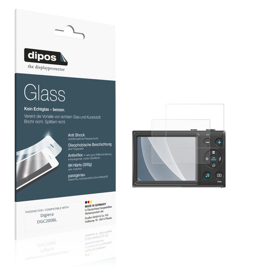 Matte Displayschutzfolie von dipos passend für Digiera DGC200BL, 9H kratzfest und blasenfrei montiert