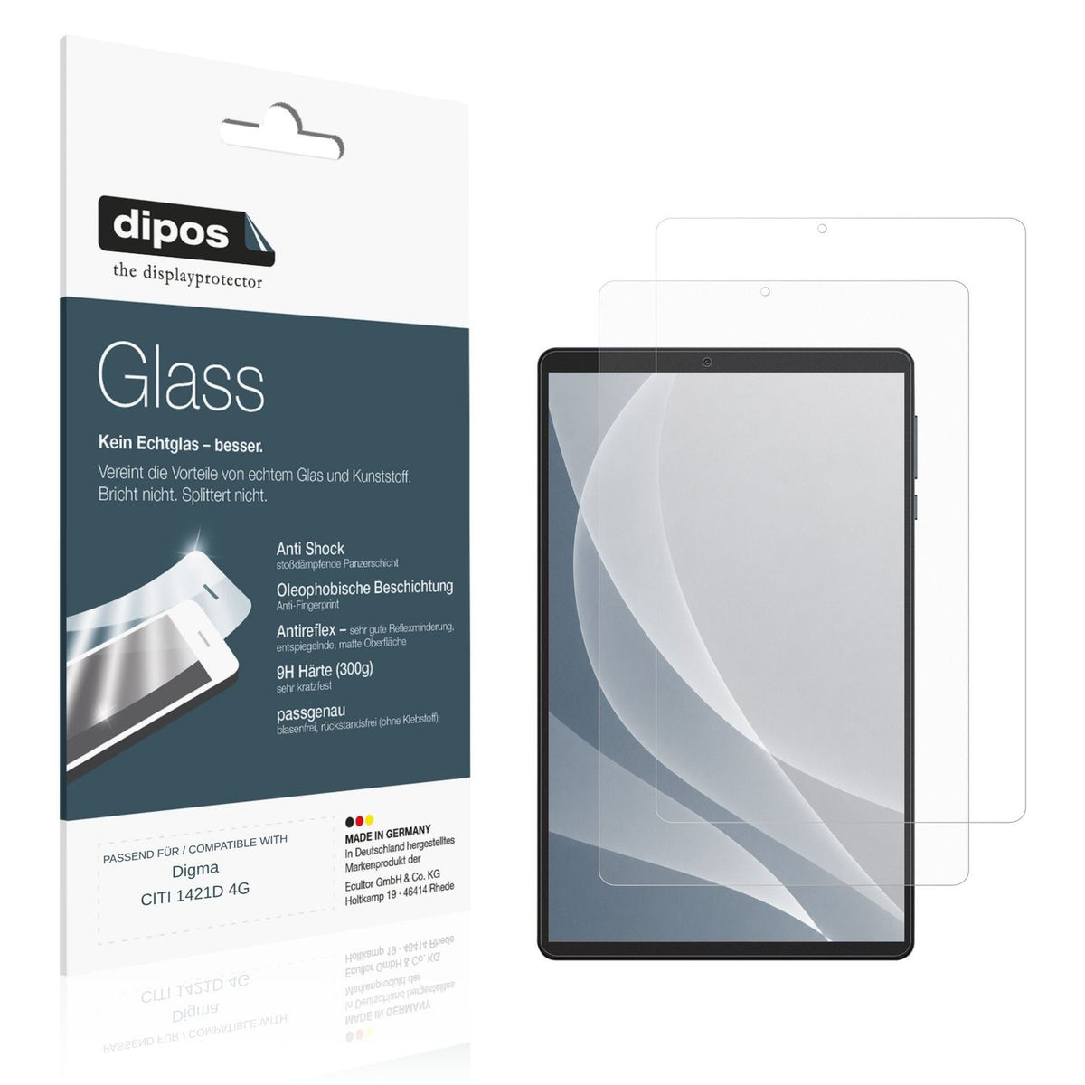 Matte Displayschutzfolie von dipos passend für Digma CITI 1421D 4G, 9H kratzfest und blasenfrei montiert