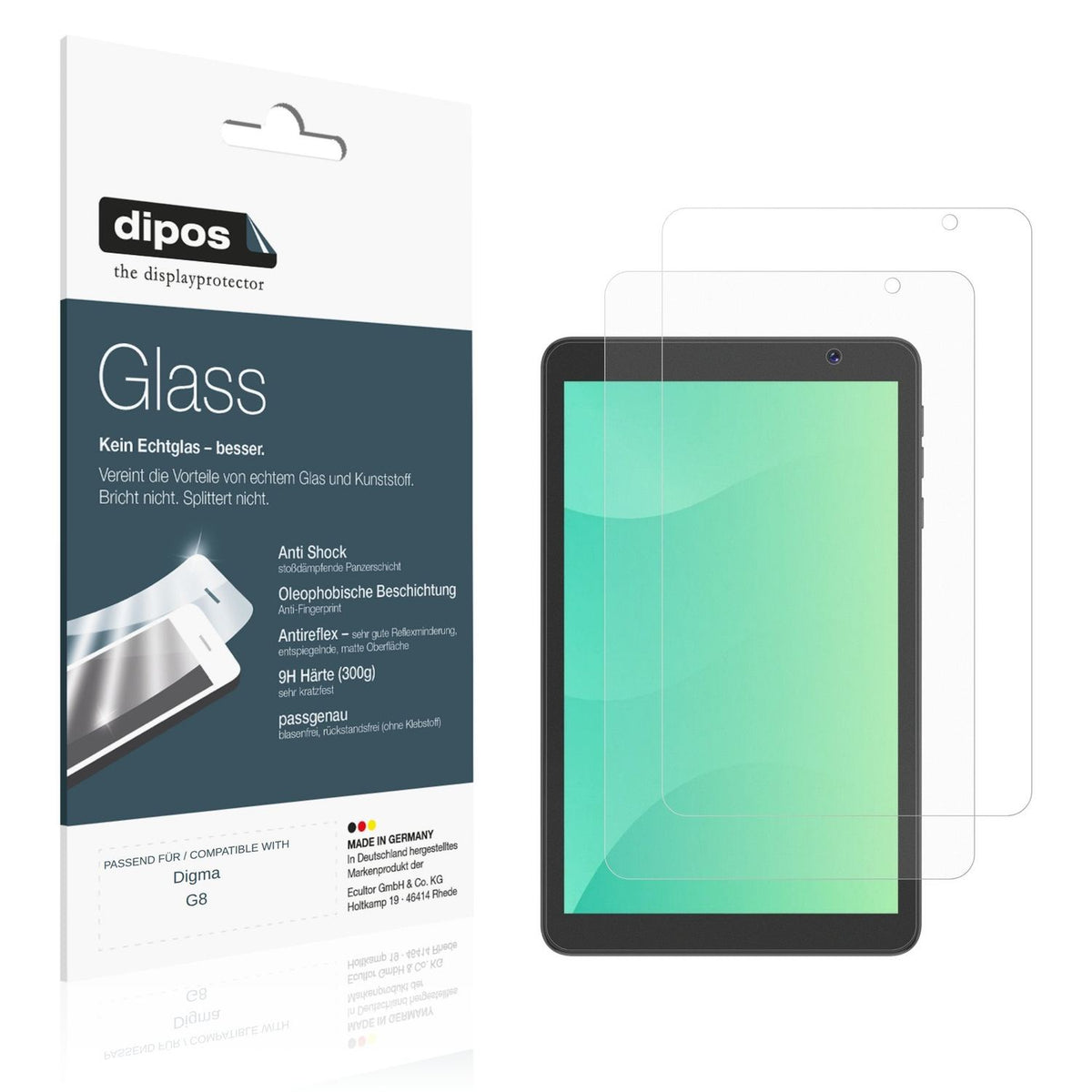 Matte Displayschutzfolie von dipos passend für Digma G8, 9H kratzfest und blasenfrei montiert