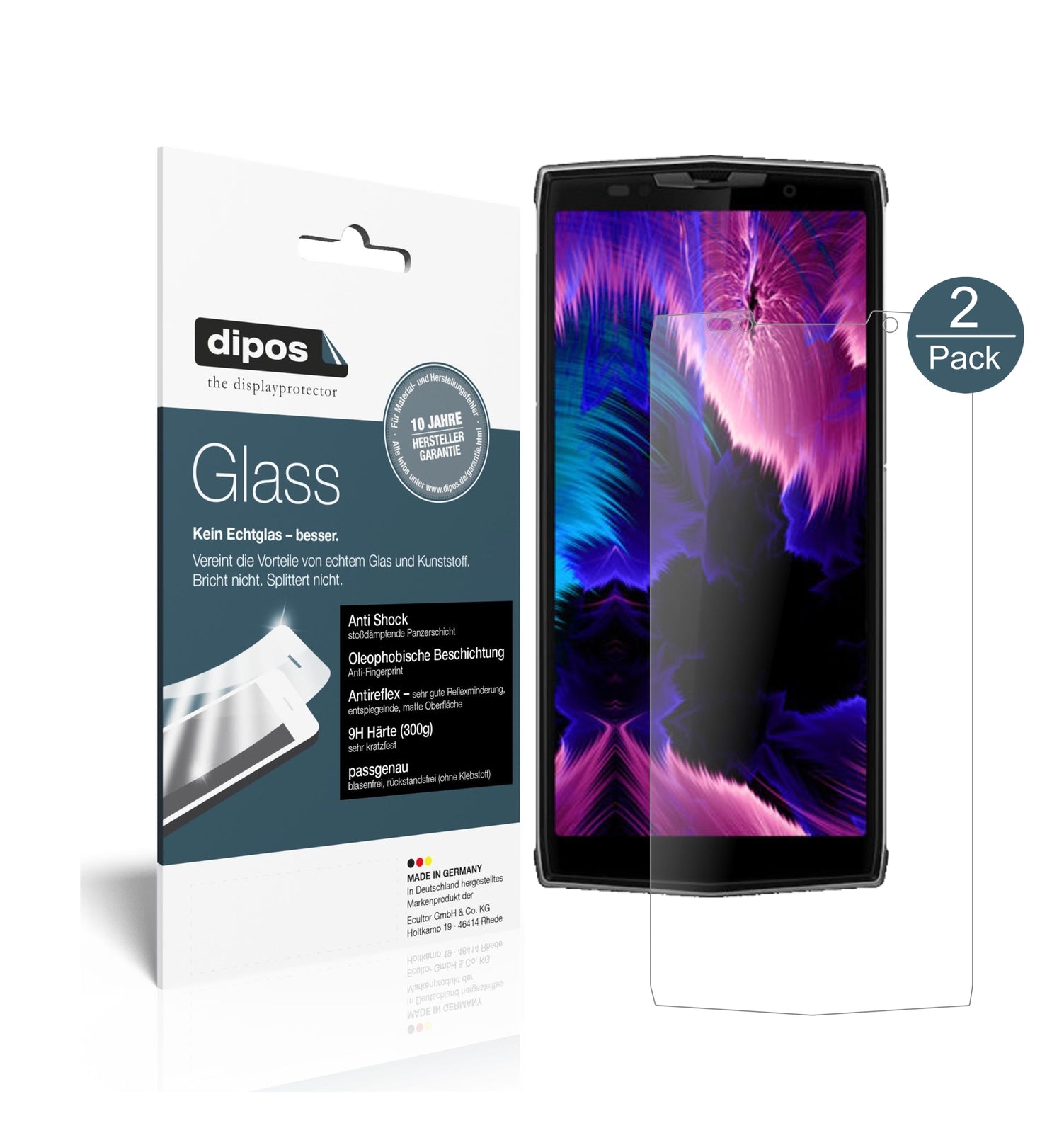 Matte Displayschutzfolie von dipos passend für Doogee BL9000, 9H kratzfest und blasenfrei montiert