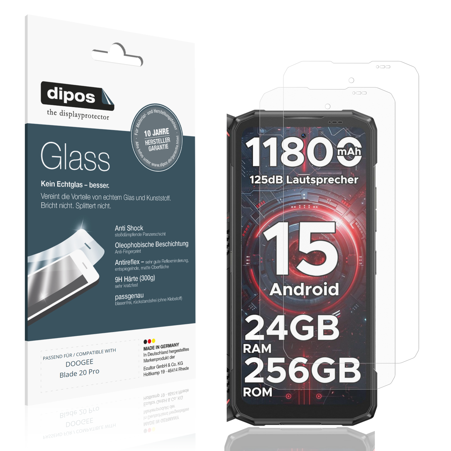Matte Displayschutzfolie von dipos passend für DOOGEE Blade 20 Pro, 9H kratzfest und blasenfrei montiert