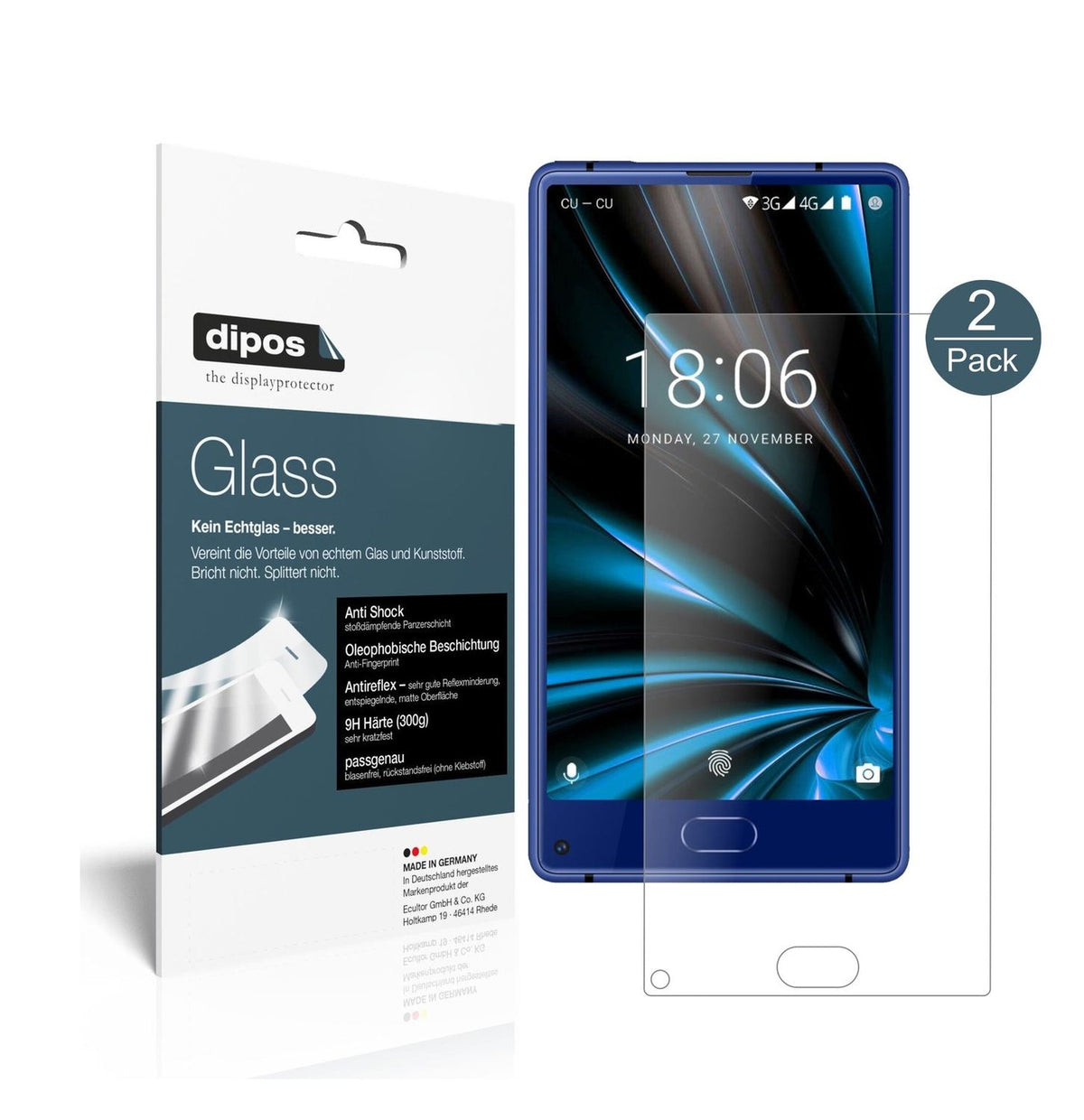 Matte Displayschutzfolie von dipos passend für Doogee MIX Lite, 9H kratzfest und blasenfrei montiert