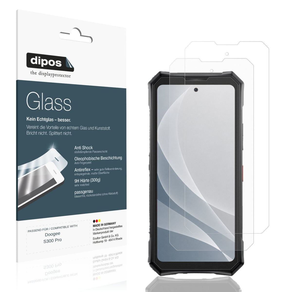 Matte Displayschutzfolie von dipos passend für Doogee S300 Pro, 9H kratzfest und blasenfrei montiert