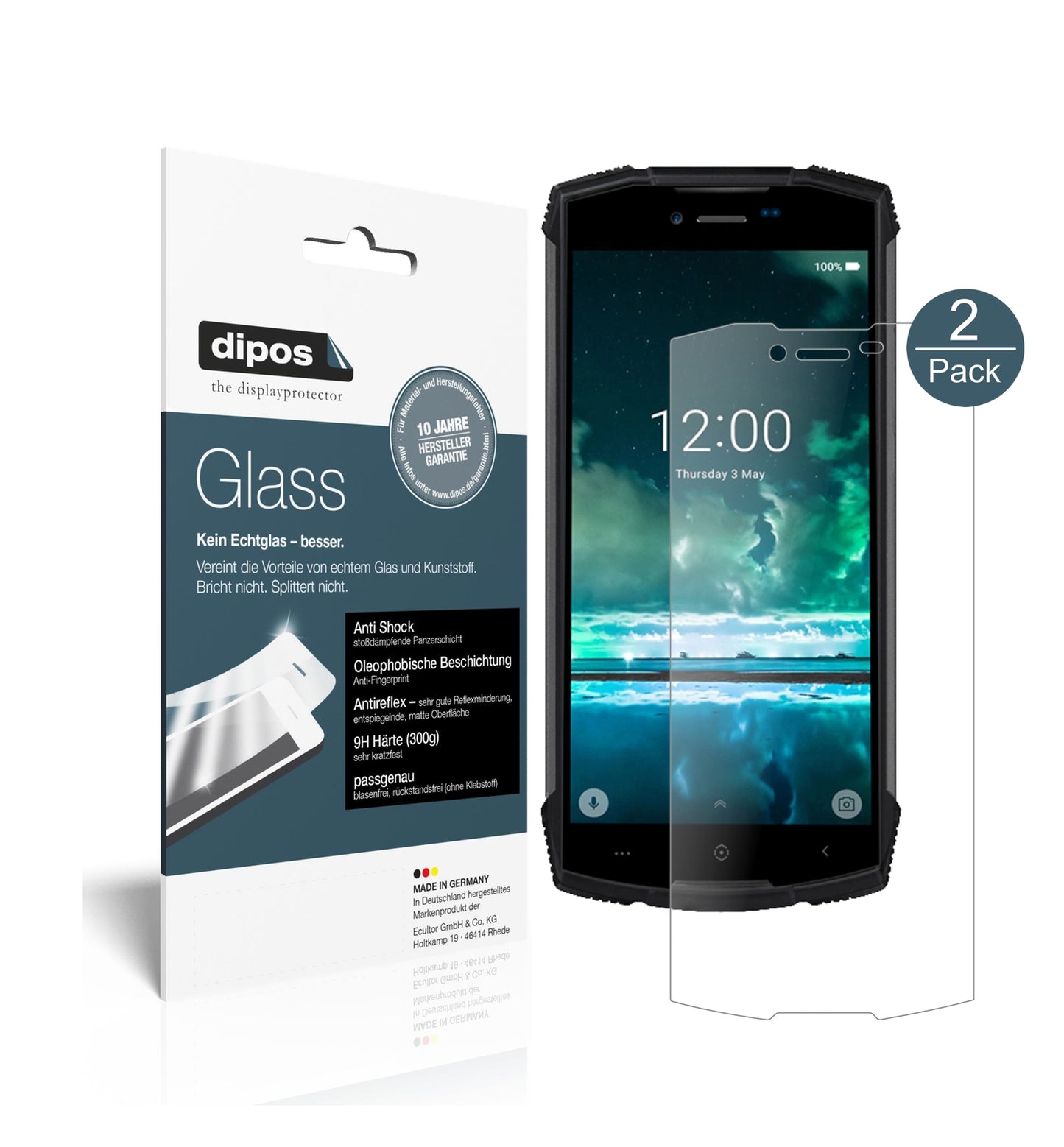 Matte Displayschutzfolie von dipos passend für Doogee S55, 9H kratzfest und blasenfrei montiert