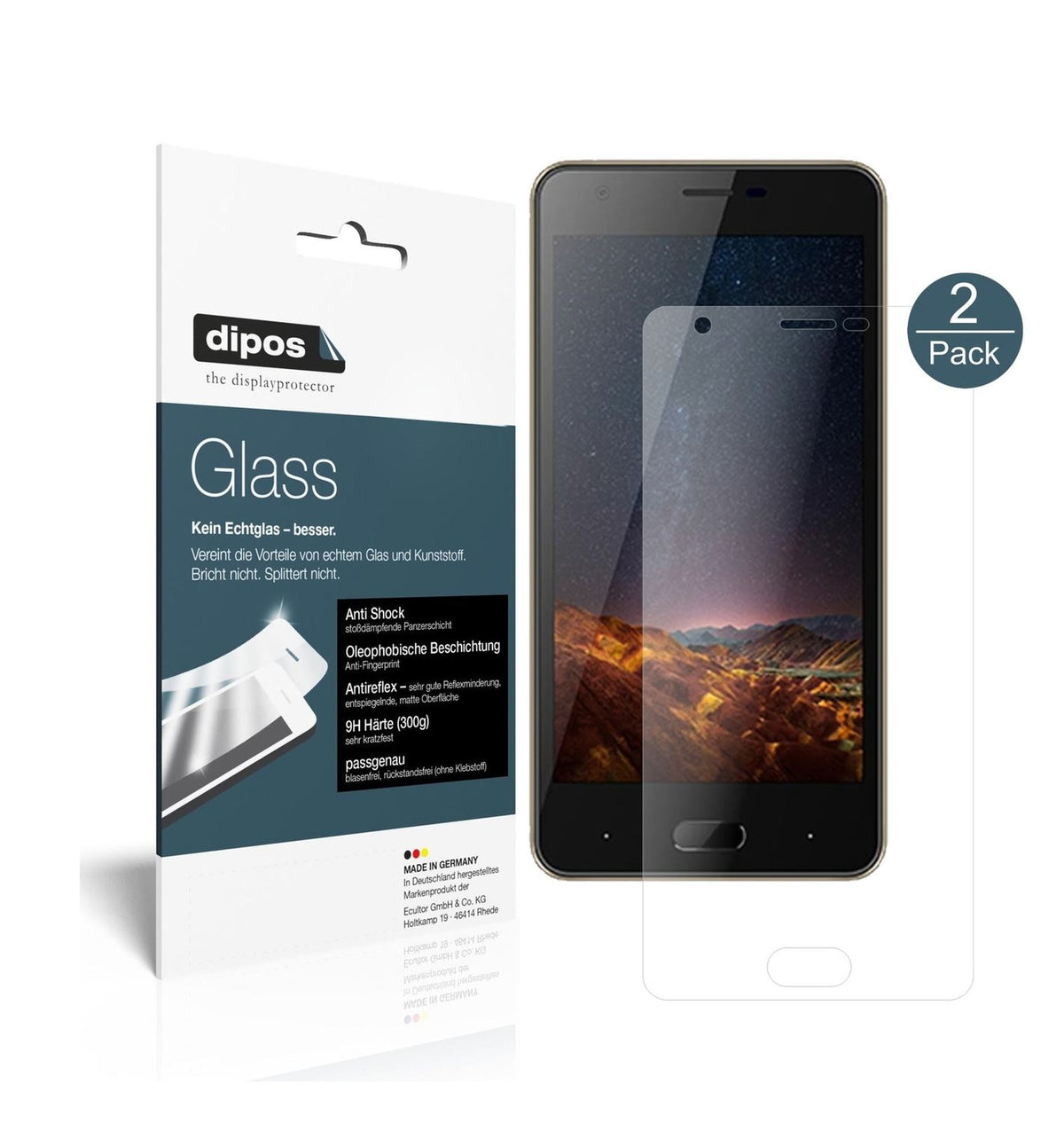 Matte Displayschutzfolie von dipos passend für Doogee X20, 9H kratzfest und blasenfrei montiert
