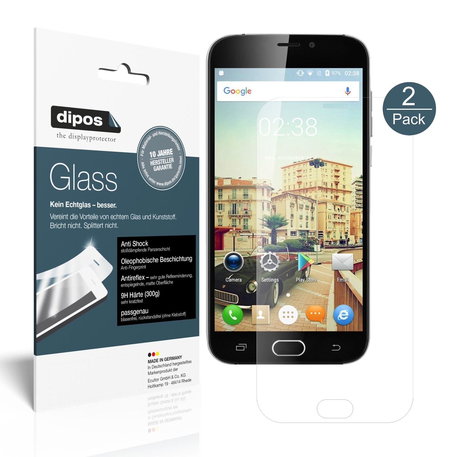 Matte Displayschutzfolie von dipos passend für Doogee X9 Pro, 9H kratzfest und blasenfrei montiert