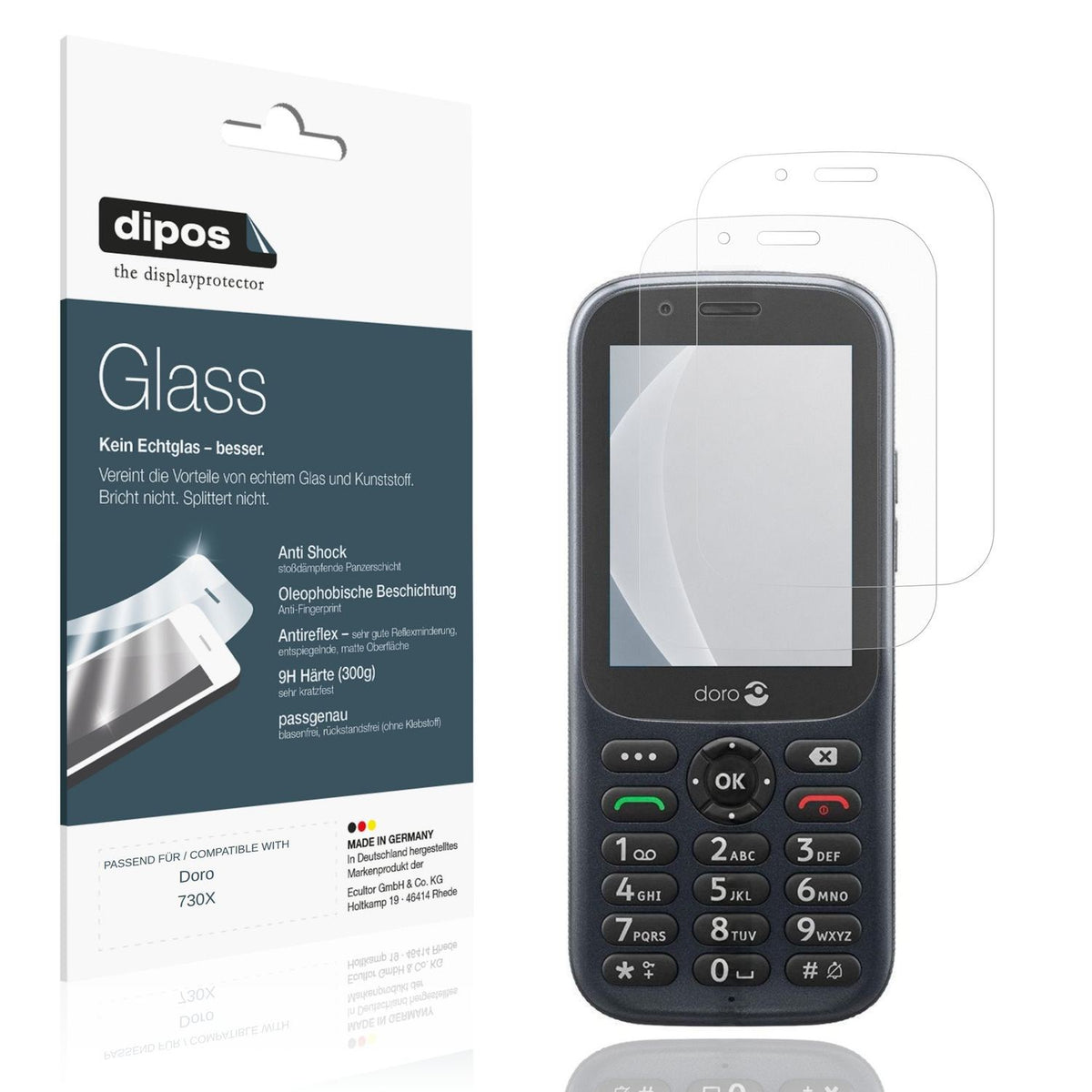 Matte Displayschutzfolie von dipos passend für Doro 730X, 9H kratzfest und blasenfrei montiert