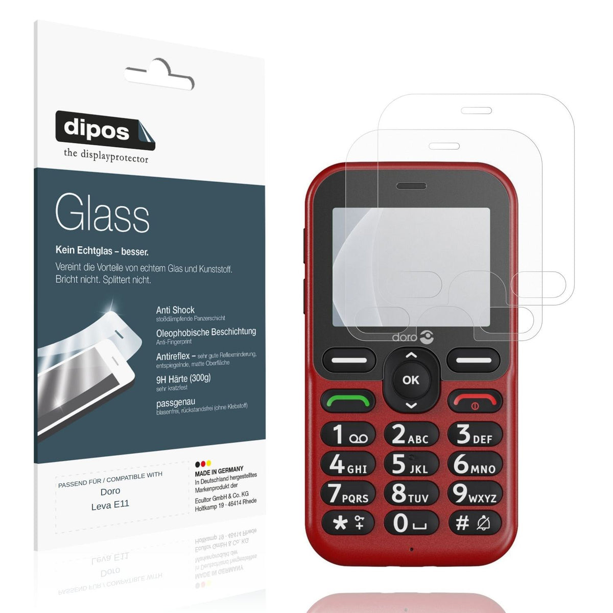 Matte Displayschutzfolie von dipos passend für Doro Leva L11, 9H kratzfest und blasenfrei montiert