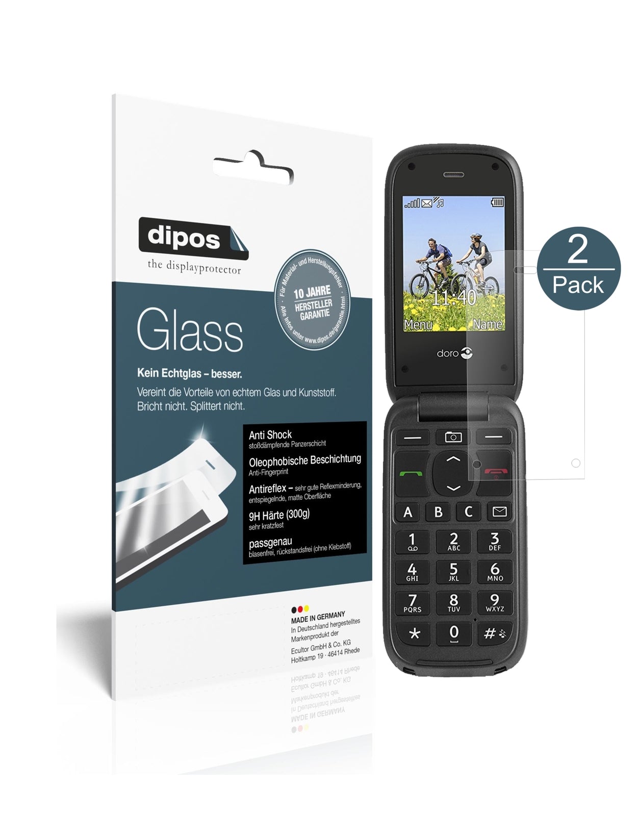 Matte Displayschutzfolie von dipos passend für Doro PhoneEasy 613, 9H kratzfest und blasenfrei montiert