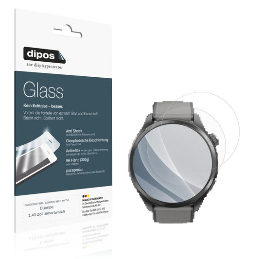 Matte Displayschutzfolie von dipos passend für Duoripe 1.43 Zoll Smartwatch, 9H kratzfest und blasenfrei montiert