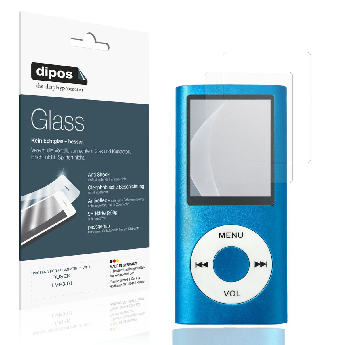 Matte Displayschutzfolie von dipos passend für DUSEKI LMP3-01, 9H kratzfest und blasenfrei montiert