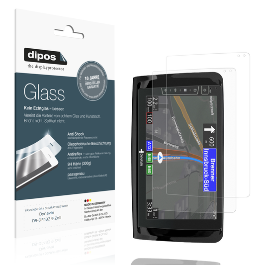 Matte Displayschutzfolie von dipos passend für Dynavin D9-DF432 9 Zoll, 9H kratzfest und blasenfrei montiert