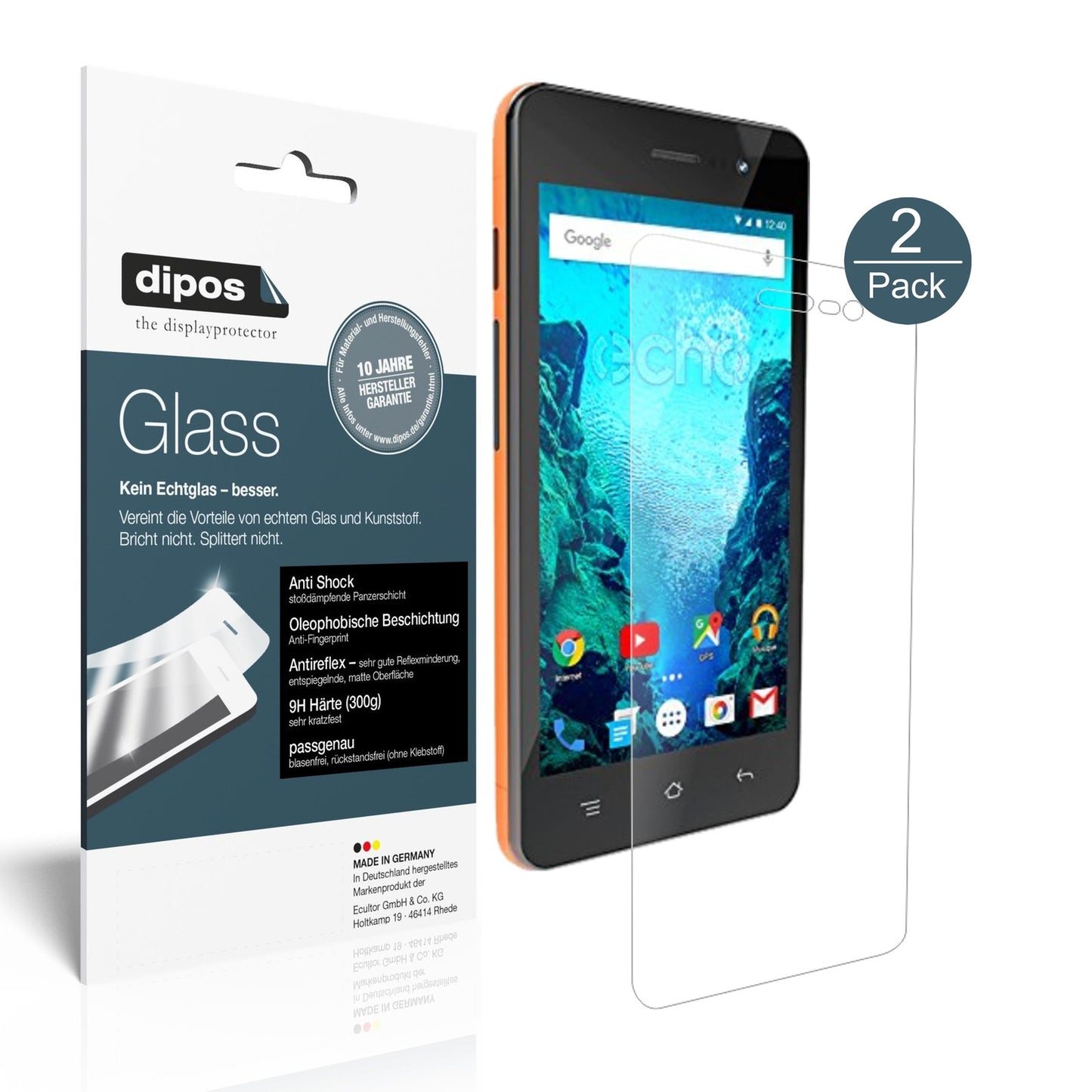 Matte Displayschutzfolie von dipos passend für ECHO WIZO WIZ 4,5 Zoll, 9H kratzfest und blasenfrei montiert