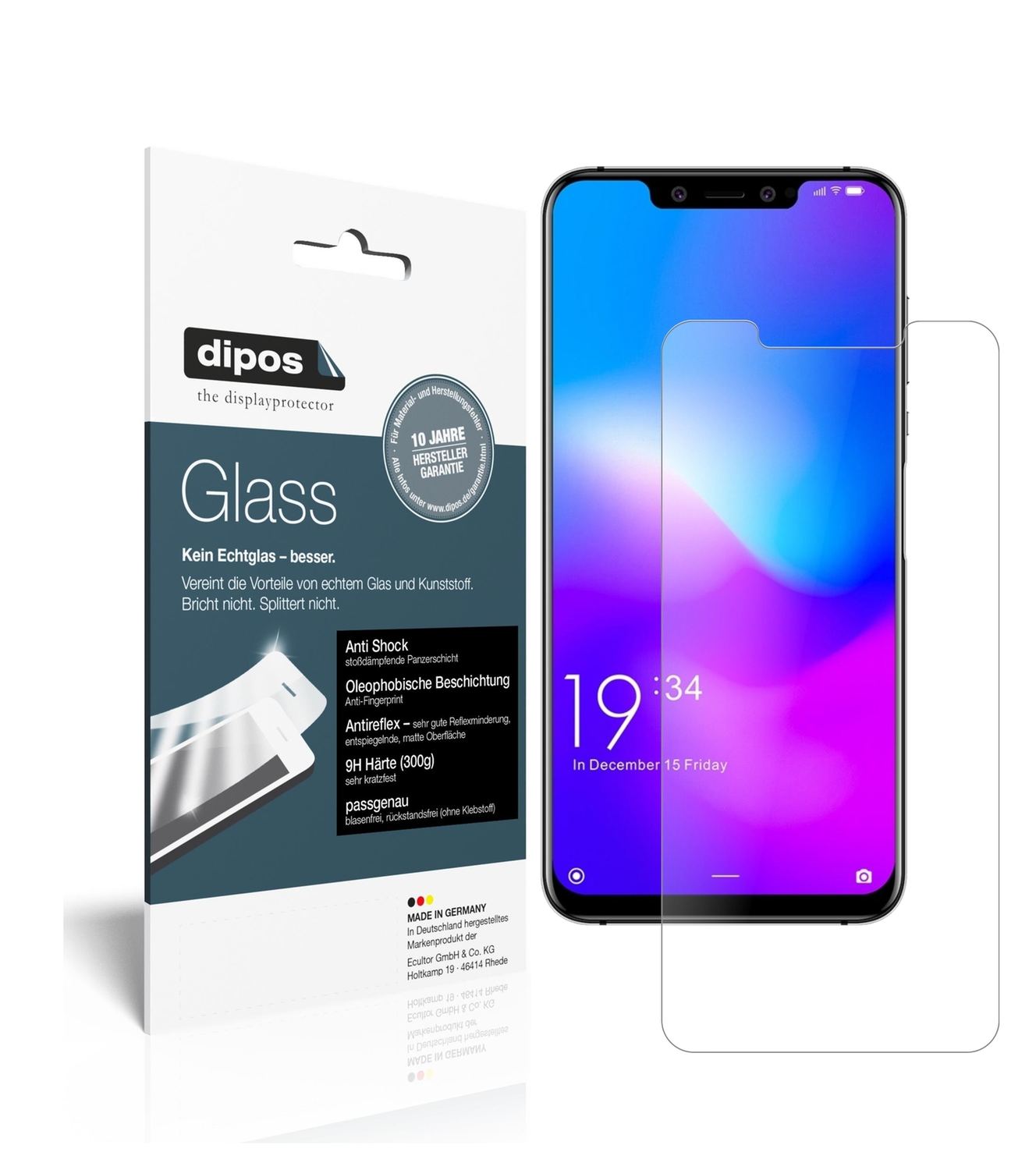 Matte Displayschutzfolie von dipos passend für Elephone A5, 9H kratzfest und blasenfrei montiert
