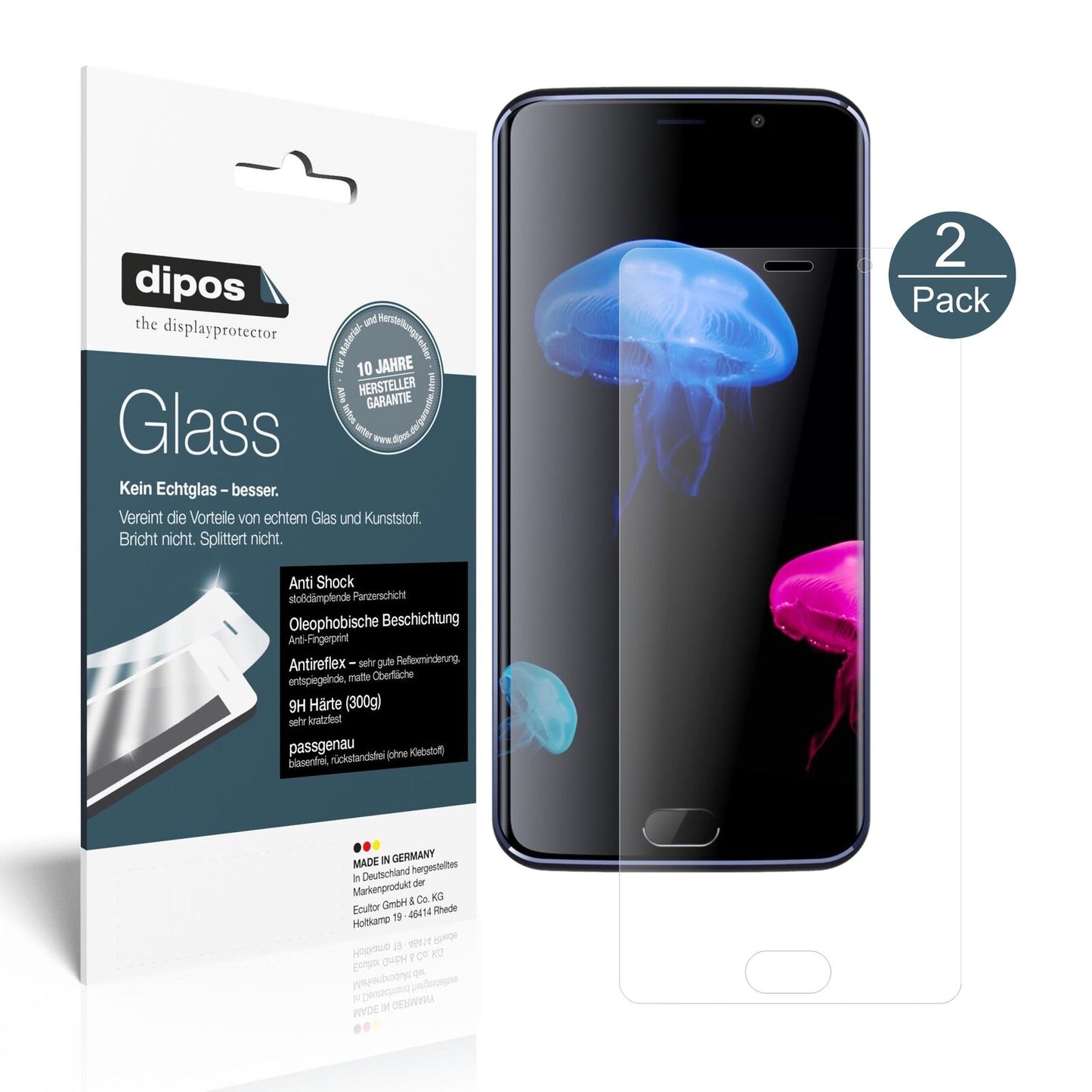 Matte Displayschutzfolie von dipos passend für Elephone S7, 9H kratzfest und blasenfrei montiert