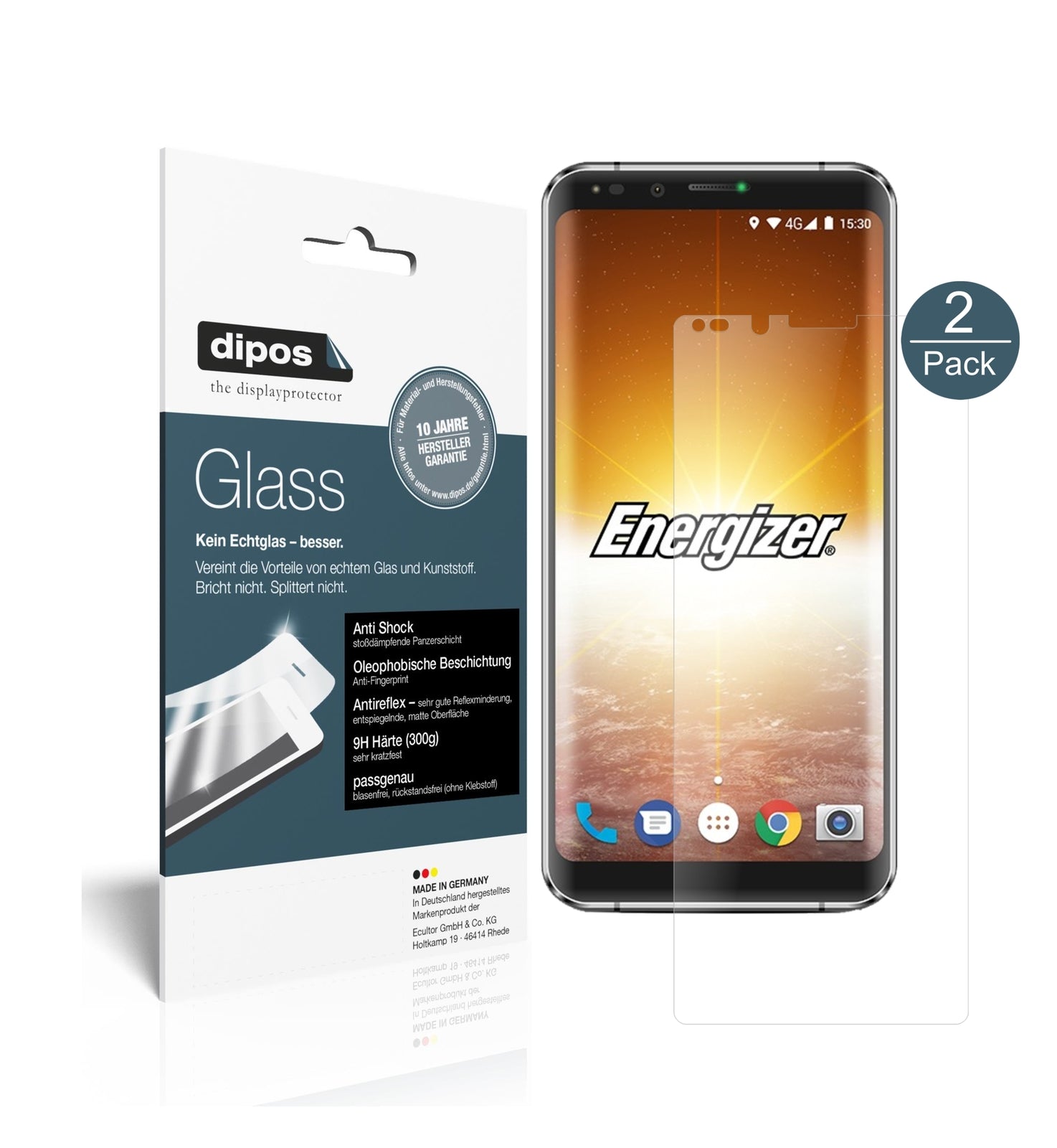 Matte Displayschutzfolie von dipos passend für Energizer Powermax P600S, 9H kratzfest und blasenfrei montiert