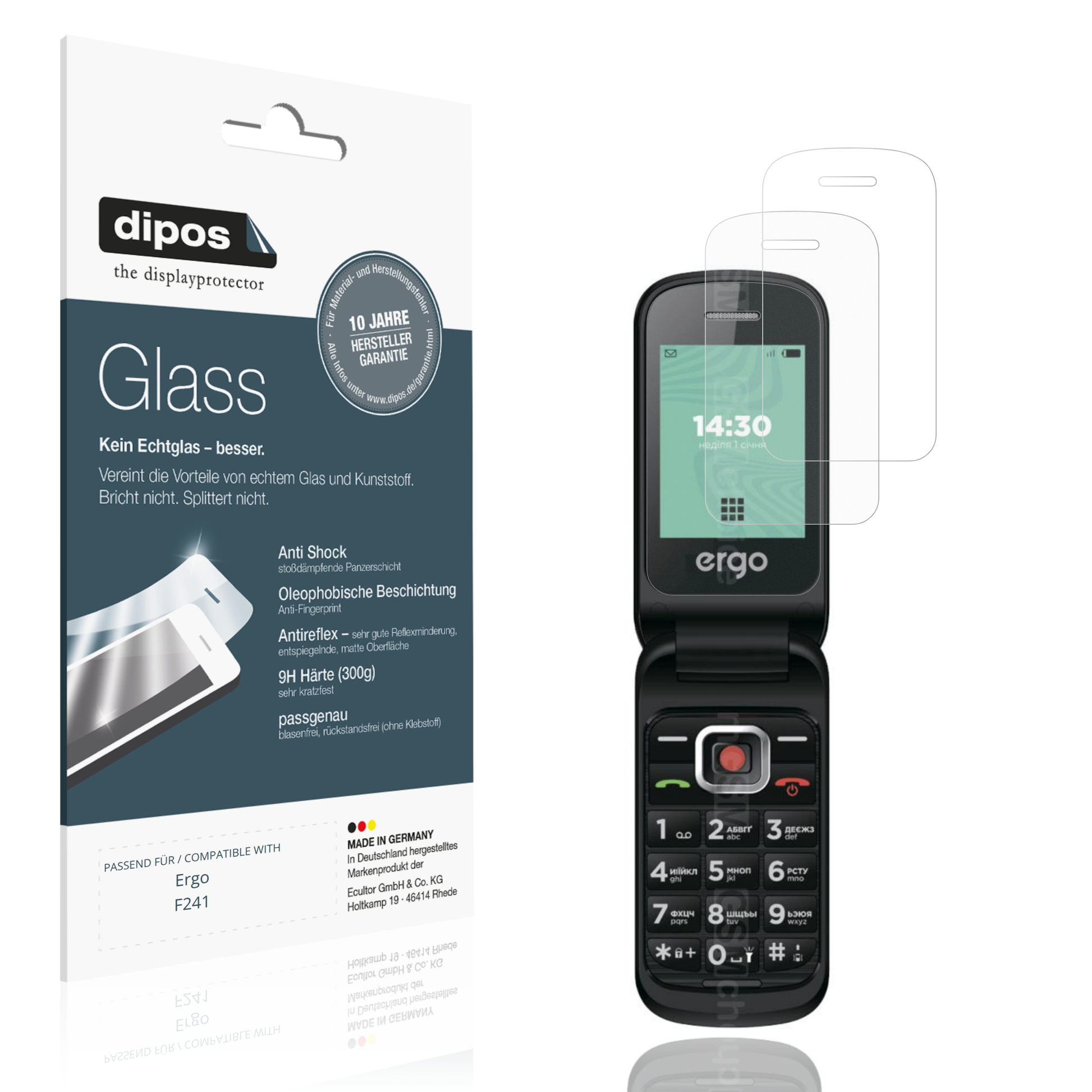 Matte Displayschutzfolie von dipos passend für Ergo F241, 9H kratzfest und blasenfrei montiert