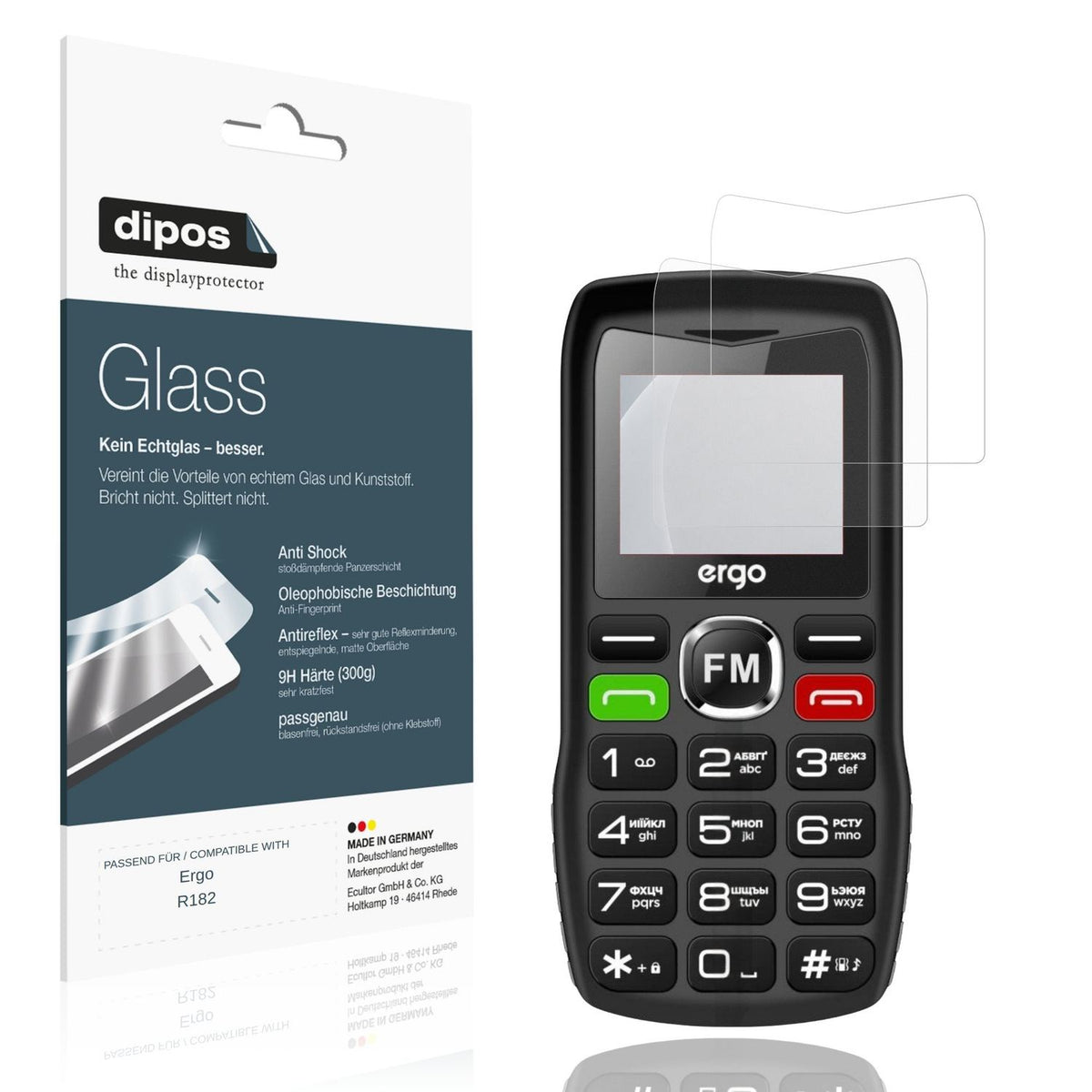 Matte Displayschutzfolie von dipos passend für Ergo R182, 9H kratzfest und blasenfrei montiert