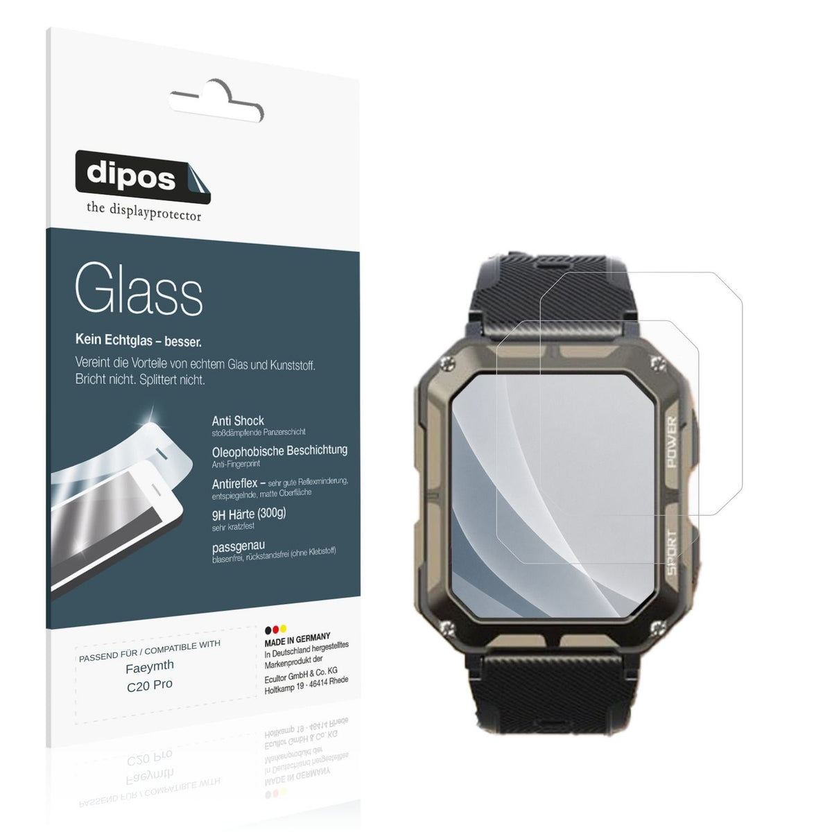 Matte Displayschutzfolie von dipos passend für Faeymth C20 Pro, 9H kratzfest und blasenfrei montiert