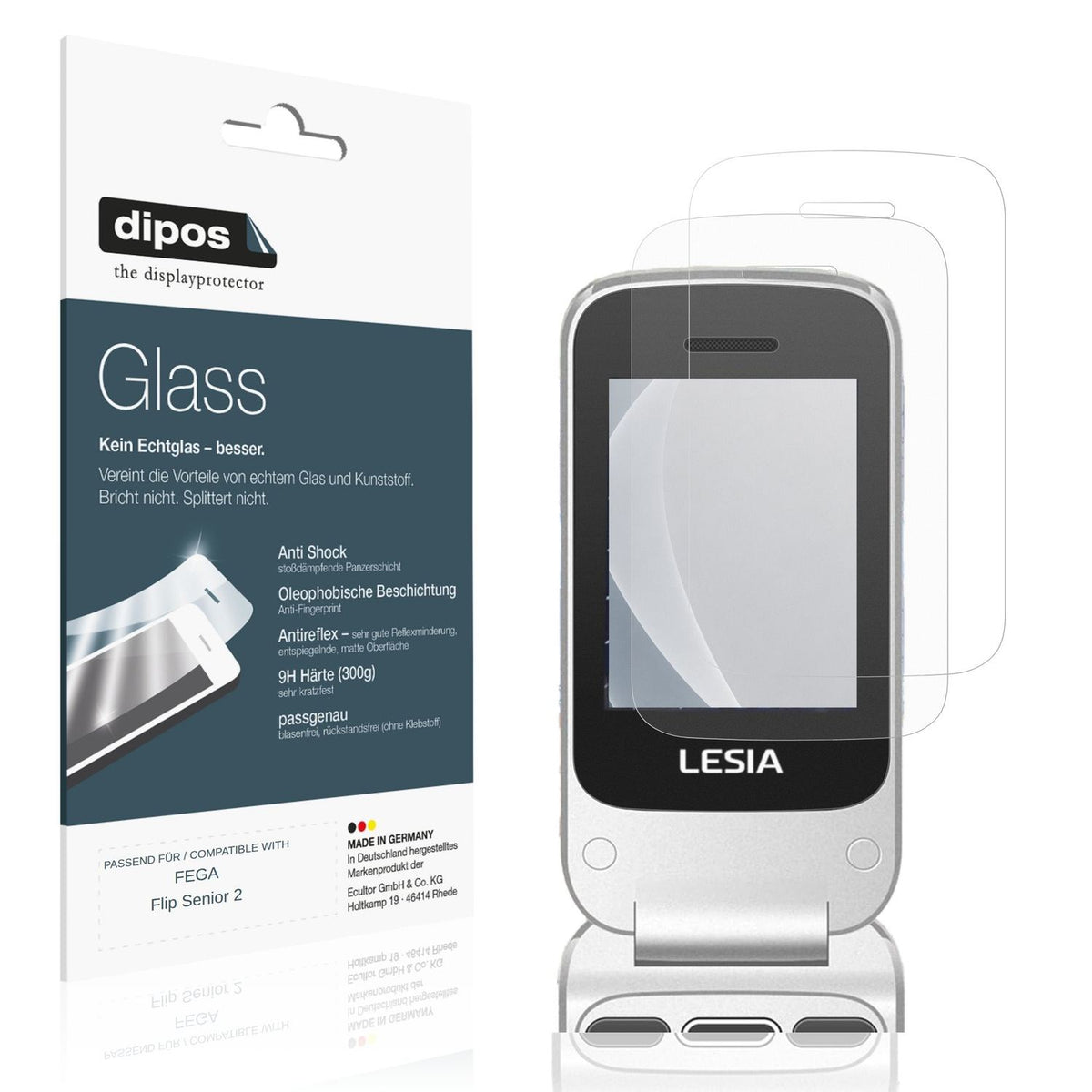 Matte Displayschutzfolie von dipos passend für FEGA Flip Senior 2, 9H kratzfest und blasenfrei montiert