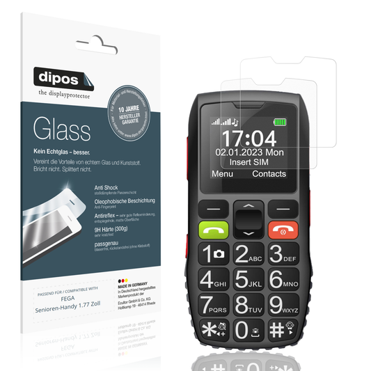 Matte Displayschutzfolie von dipos passend für FEGA Senioren-Handy 1.77 Zoll, 9H kratzfest und blasenfrei montiert