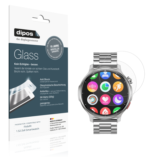 Matte Displayschutzfolie von dipos passend für Fitdafit 1.52 Zoll Smartwatch, 9H kratzfest und blasenfrei montiert