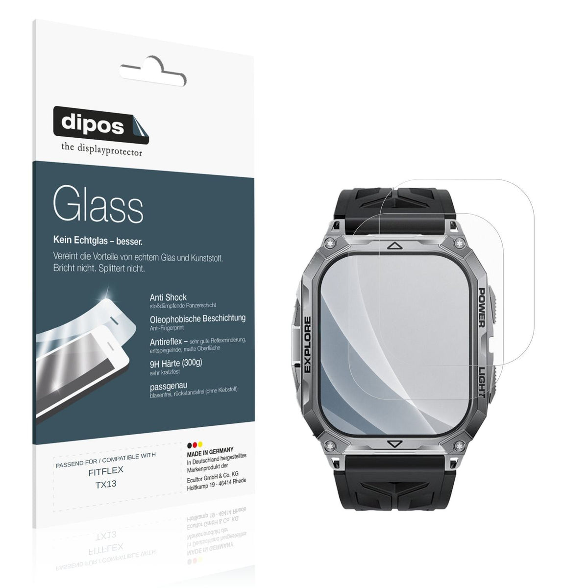 Matte Displayschutzfolie von dipos passend für FITFLEX TX13, 9H kratzfest und blasenfrei montiert