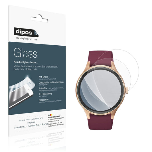 Matte Displayschutzfolie von dipos passend für Fitpolo Smartwatch Damen 1.57" Rund, 9H kratzfest und blasenfrei montiert