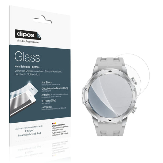 Matte Displayschutzfolie von dipos passend für FitVigor Smartwatch 1.53 Zoll, 9H kratzfest und blasenfrei montiert