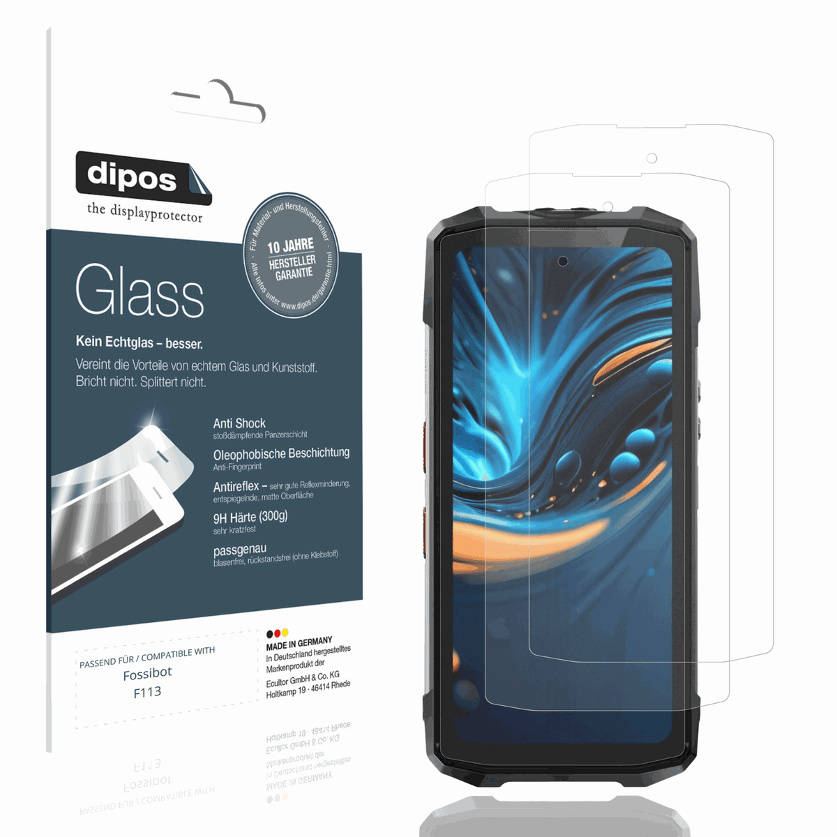 Matte Displayschutzfolie von dipos passend f�r Fossibot F113, 9H kratzfest und blasenfrei montiert