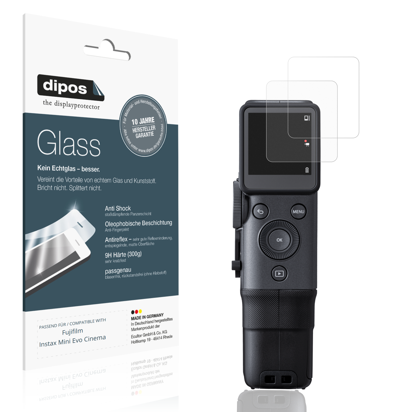 Matte Displayschutzfolie von dipos passend für Fujifilm Instax Mini Evo Cinema, 9H kratzfest und blasenfrei montiert