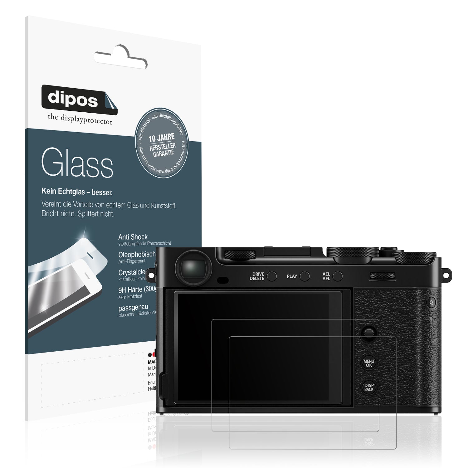 Matte Displayschutzfolie von dipos passend für Fujifilm X-E5, 9H kratzfest und blasenfrei montiert