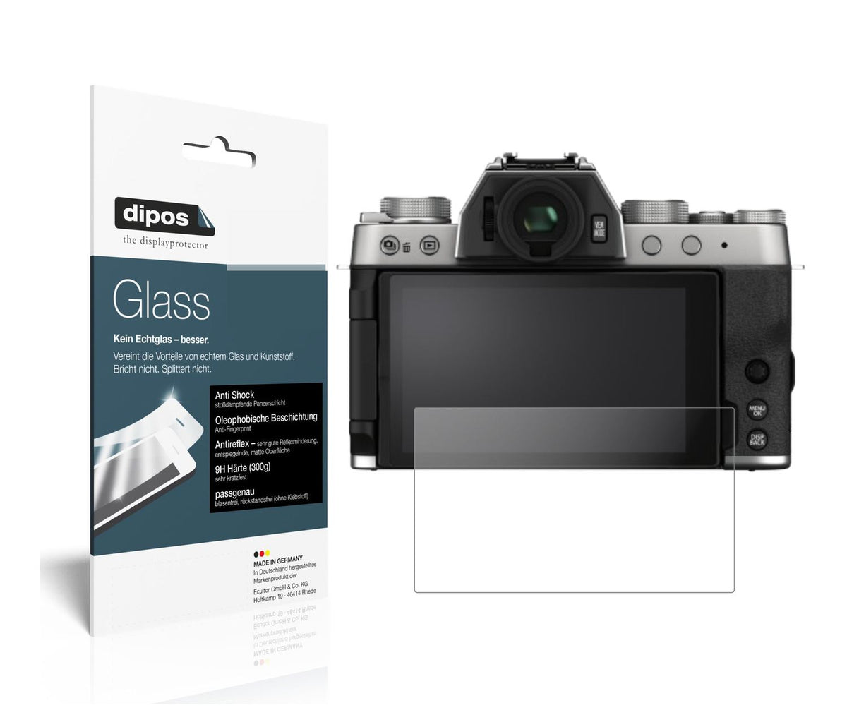 Matte Displayschutzfolie von dipos passend für Fujifilm X-T200, 9H kratzfest und blasenfrei montiert