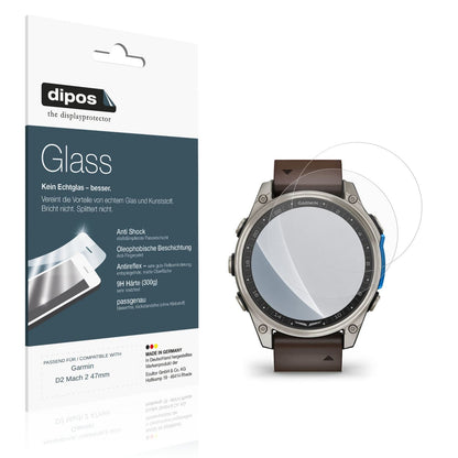 Matte Displayschutzfolie von dipos passend für Garmin D2 Mach 2 47mm, 9H kratzfest und blasenfrei montiert