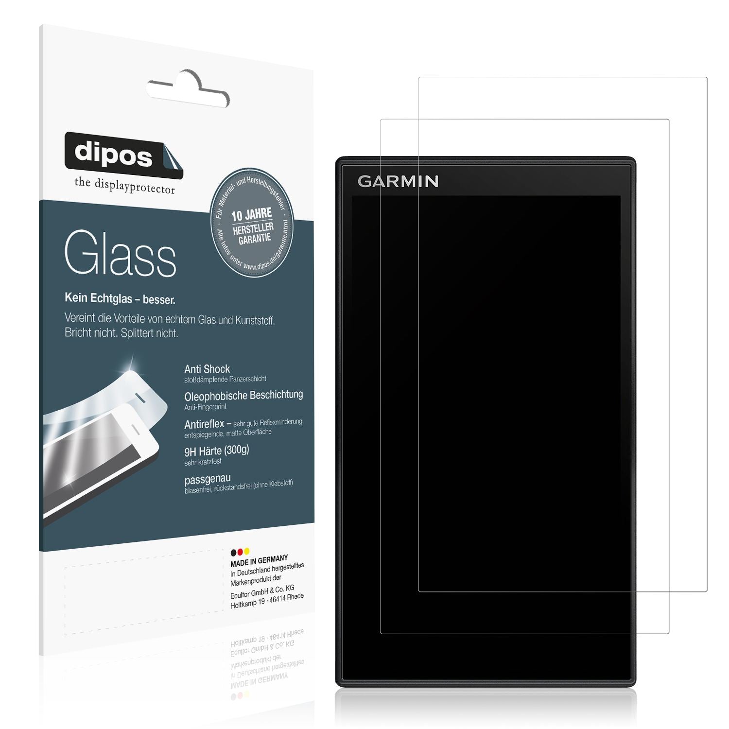 Matte Displayschutzfolie von dipos passend für Garmin DriveSmart 66, 9H kratzfest und blasenfrei montiert