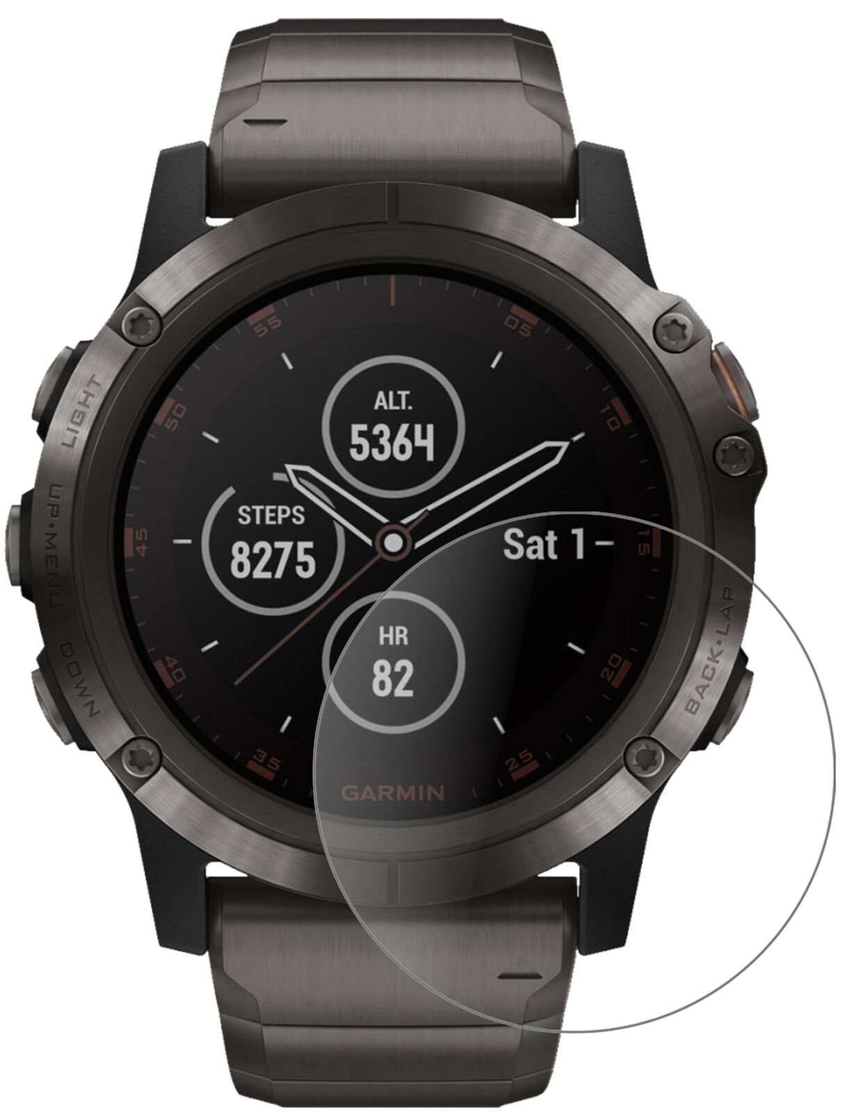 Matte Displayschutzfolie von dipos passend für Garmin fenix 5 Plus (47mm), 9H kratzfest und blasenfrei montiert