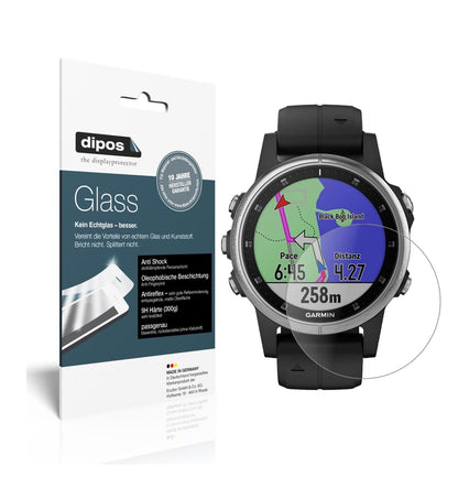 Matte Displayschutzfolie von dipos passend für Garmin fenix 5s Plus (42mm), 9H kratzfest und blasenfrei montiert