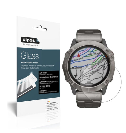 Matte Displayschutzfolie von dipos passend für Garmin fenix 6 Pro, 9H kratzfest und blasenfrei montiert