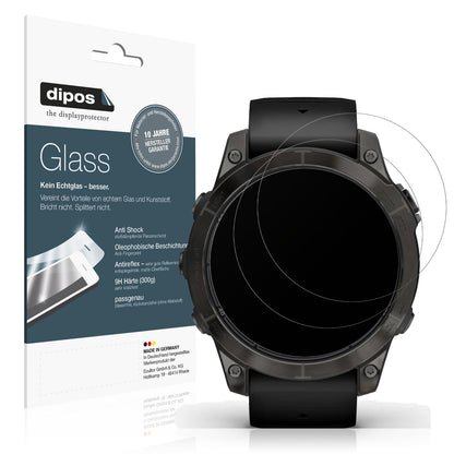 Matte Displayschutzfolie von dipos passend für Garmin Fenix 7 Pro 42mm, 9H kratzfest und blasenfrei montiert
