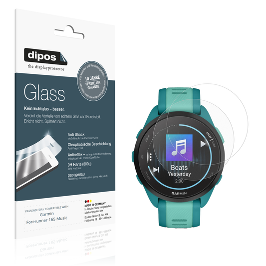 Matte Displayschutzfolie von dipos passend für Garmin Forerunner 165 Music, 9H kratzfest und blasenfrei montiert