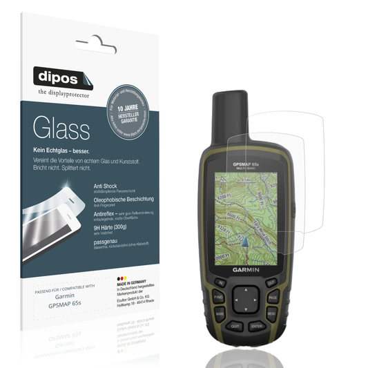 Matte Displayschutzfolie von dipos passend für Garmin GPSMAP 65s, 9H kratzfest und blasenfrei montiert