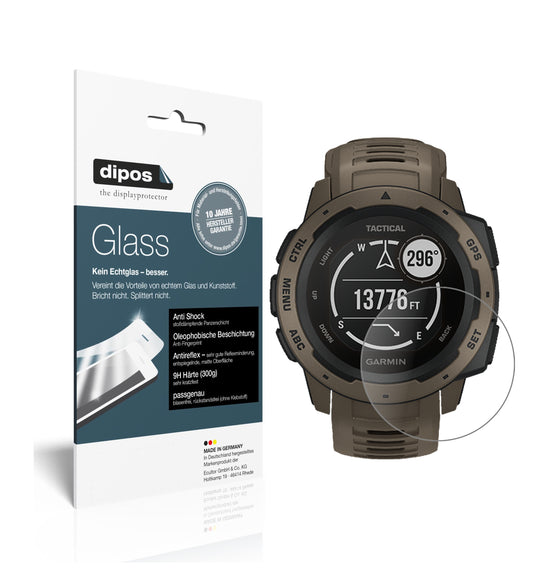 Matte Displayschutzfolie von dipos passend für Garmin Instinct Tactical Edition, 9H kratzfest und blasenfrei montiert