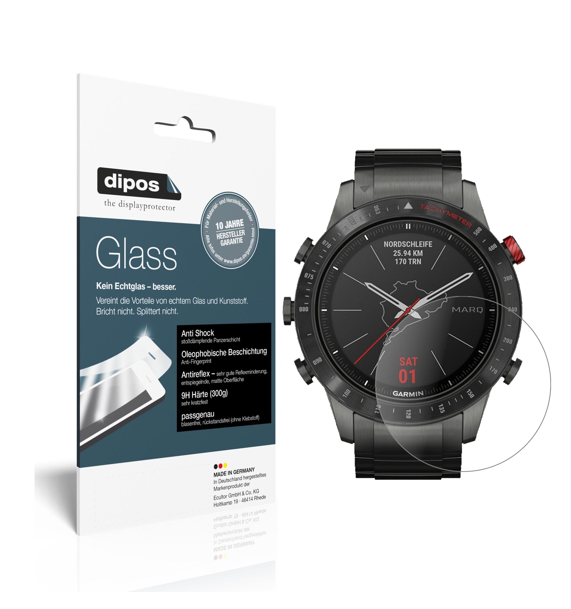 Matte Displayschutzfolie von dipos passend für Garmin MARQ Driver, 9H kratzfest und blasenfrei montiert