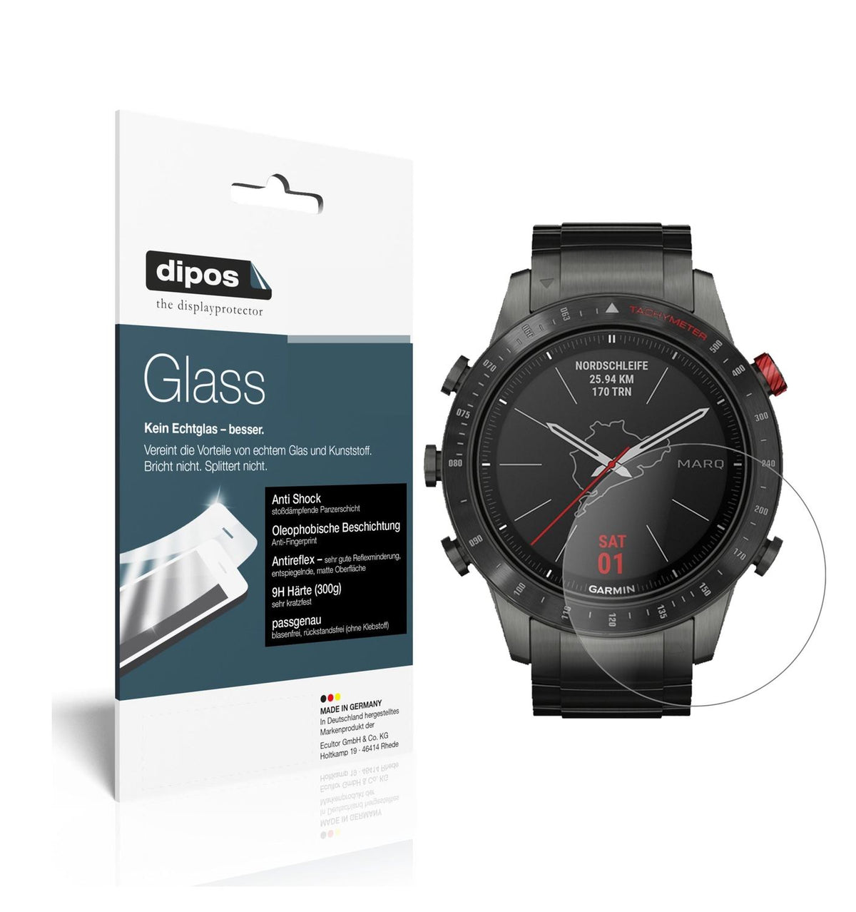 Matte Displayschutzfolie von dipos passend für Garmin MARQ Driver, 9H kratzfest und blasenfrei montiert