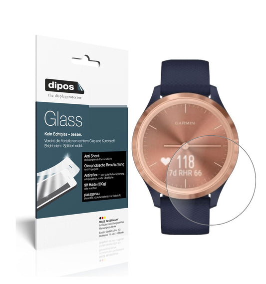 Matte Displayschutzfolie von dipos passend für Garmin Vivomove 3s, 9H kratzfest und blasenfrei montiert
