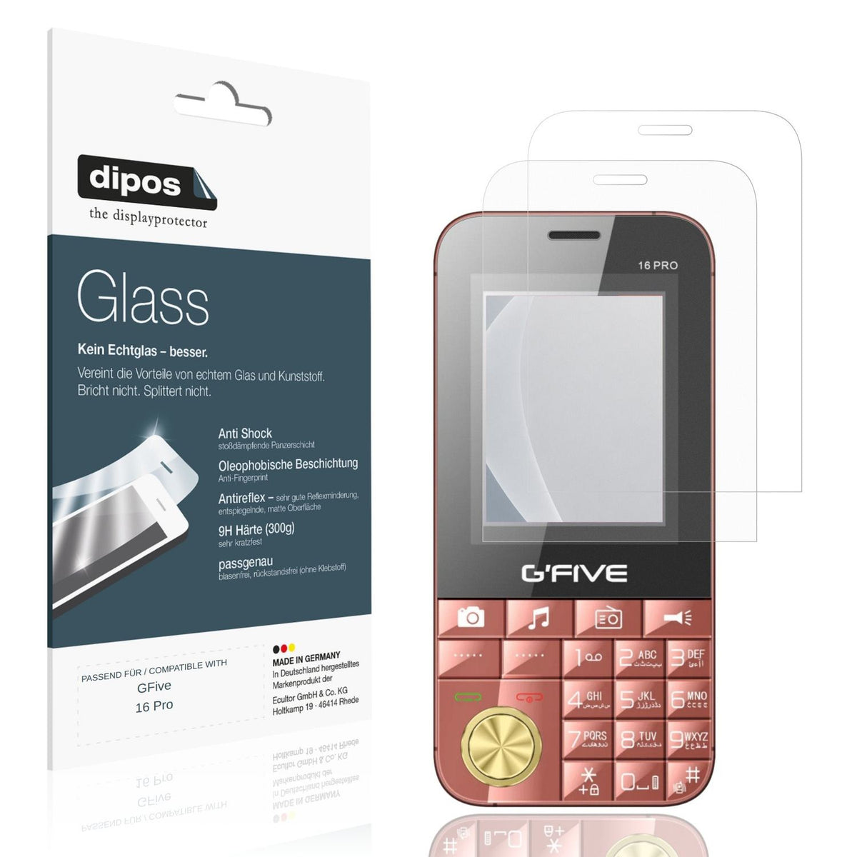 Matte Displayschutzfolie von dipos passend für GFive 16 Pro, 9H kratzfest und blasenfrei montiert