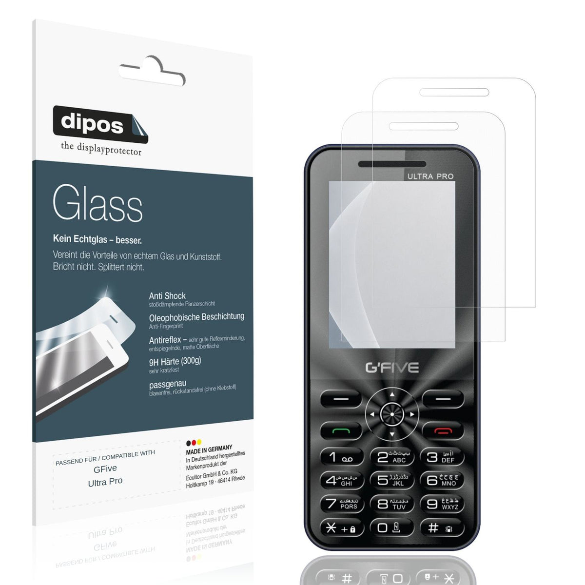 Matte Displayschutzfolie von dipos passend für GFive Ultra Pro, 9H kratzfest und blasenfrei montiert