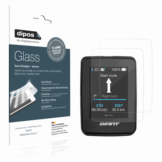 Matte Displayschutzfolie von dipos passend für Giant RideDash Evo 2, 9H kratzfest und blasenfrei montiert